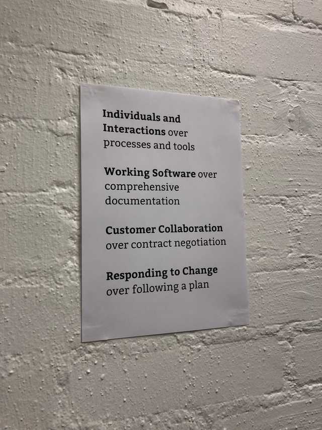 Printout of the agile software development values